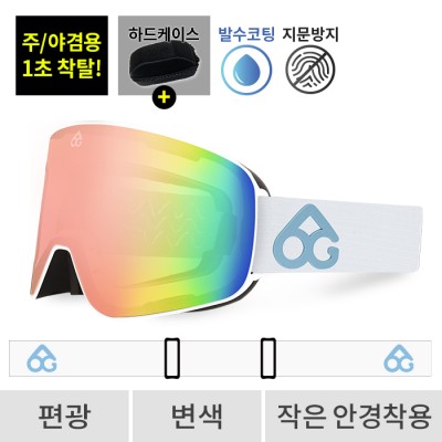 2526 로그 보드 스키 고글 마그넷 프로 오리지널 화이트 - 에메랄드 편광+변색 506(506 Magnet)