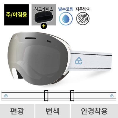 2526 로그 보드 스키 고글 레전드 프로 라인 화이트 - 실버 편광+변색 551(551 Legend)