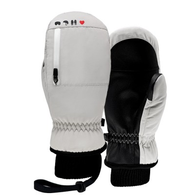 2526 로그 남녀공용 스노우보드 벙어리 장갑 아이 러브 스노우 - 아이보리/화이트 25LILS-I/W