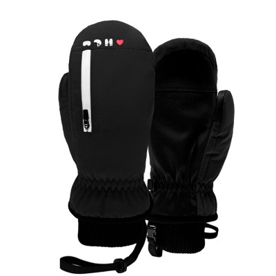 2526 로그 남녀공용 스노우보드 벙어리 장갑 아이 러브 스노우 - 블랙/화이트 25LILS-B/W