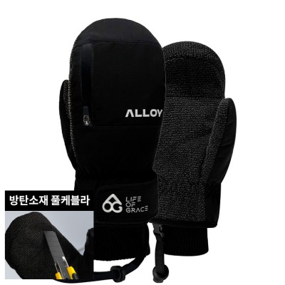 2526 로그 남녀공용 스노우보드 벙어리 장갑 프로 케블라 얼로이 X 로그 - 블랙/블랙 25LPKAXL-B/B